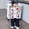 Roupas de Primavera e Outono para Meninos Camisa com Desenho Jaqueta Estilo Coreano Crianças Pequenas Bonito Casual Top Crianças Pequenas e Médias Camisa de Comércio Exterior