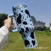 Novo Copo de Carro de 40 oz com Alça, Copo Térmico com Canudo, Copo de Gelo para Manter Frio Montado no Carro, Série Vaca