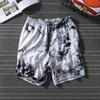 Pantalones Cortos de Hip-Hop Holgados con Cordón Tie-Dye Casual para Pareja Pantalones de Estudiante de Longitud Media Versátiles