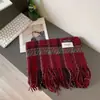 Bufanda a cuadros con flecos 2023 nueva para mujer otoño e invierno estilo coreano versátil retro gruesa cálida bufanda chal para estudiante moda