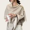 Bufanda y chal a rayas de verano abotonados, doble uso, engrosados y cálidos para otoño e invierno, imitación cachemir, capa para mujer para habitaciones con aire acondicionado