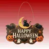 Productos de madera, nuevas decoraciones de Halloween transfronterizas, letreros para puertas, adornos colgantes, artesanías de madera, diseños de gato negro y fantasma
