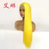 Comércio exterior cabelo amarelo longo liso fibra química renda touca metade à mão crochê fábrica de perucas atacado uma geração de cabelo