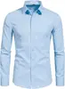 Camisa de manga larga para hombre Amazon transfronteriza, camisa elástica en cuatro direcciones con bolsillos, camisa blanca, ropa para hombre, atuendo profesional sin arrugas
