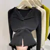 Nuevo Suéter Cardigan Abrigo de Punto Estilo Coreano Dulce y Suave con Cuello en V, Encaje y Volantes, Adelgazante, Otoño/Invierno 2026 para Mujer