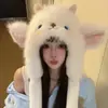 Chapéu Fofo de Pelúcia Cartoon Urso Manteiga com Abas para Orelhas para Mulheres, Quente de Inverno Proteção Profunda para Orelhas Gorro para Ciclismo Sessão de Fotos