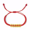 Pulseira de Moedas dos Cinco Imperadores Banhada a Ouro, Corda Trançada Feita à Mão, Fio Vermelho da Sorte e Auspicioso para Homens e Mulheres, Fio Vermelho do Ano do Zodíaco, Pulseira de Casal