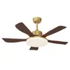 Luz de ventilador color nogal, luz de ventilador de techo vintage para sala de estar y dormitorio, nuevo estilo chino bronce antiguo madera maciza lámpara de araña ventilador de comedor