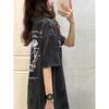 Camiseta de Manga Curta Lavagem Pesada Estilo Americano Verão Feminina Solta Meia-manga High-street Camiseta Básica para Casal Marca Tendência