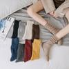 Calcetines Gruesos de Lana Cálida para Mujer para Otoño e Invierno, Calcetines Holgados de Color Sólido Estilo Japonés, Calcetines para Mujer de Doble Aguja, Calcetines de Algodón de Tubo Alto al por Mayor