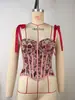 Nuevo Top de Tirantes Jacquard Retro Sexy Atrevido para Chica Pez Hueso Floral de Moda