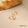 Anillo de Acero Inoxidable con Perla, Diseño Abierto, Estilo Europeo y Americano Otoñal, Nuevo en Ins, Joyería de Mano de Moda