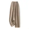 Pantalones de lana 100% pura australiana para mujer, de pierna ancha, otoño e invierno, engrosados, de cintura alta, de punto, de pierna recta, fluidos, adelgazantes, pantalones de abrigo