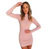 Europa y Estados Unidos transfronterizo Amazon para mujer cuello alto manga larga ajustado falda a la cadera sexy vestido tejido de canalé al por mayor