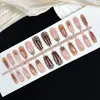 Venta Caliente Uñas Postizas con Estampado de Leopardo Degradado Manicura Estilo Japonés Coreano Lámina de Oro Puro Deseo Chica Picante Uñas Postizas Blanqueadoras de Gama Alta Piezas de Uñas