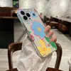 Precio bajo de fábrica al por mayor más vendido dopamina pintado a mano flor colorida manzana funda de teléfono transparente para iP17PM