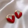 Pendientes Retro Borgoña Estilo Hong Kong con Forma de Corazón, Regalo, Diseño de Lujo Ligero, Sensación de Alta Gama, Versátiles, Súper Favorecedores para Mujeres, Venta al por Mayor
