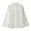 Camisa de otoño para mujer estilo europeo y americano con mangas largas, bolsillo bordado 7516