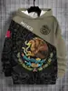 Patrón de Bandera Mexicana Impresión 3D Transfronterizo Nuevo Sudadera con Capucha Casual para Hombre Venta Directa de Fábrica Suministro