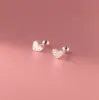 Brincos Nalan de Prata S925 para Mulheres Estilo Coreano Simples Doce Pequeno Fresco Diamante Pequeno Coração Brincos M01421