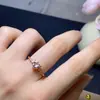Anillo de Morganita Natural, con Cristales Limpios y Color Único, Chapado en Plata S925 con Oro Rosa, Piedra Principal de 6 mm