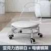 Silla Giratoria de Ruedas con Base de Metal para Niños Pequeños, Silla Pequeña para Limpiar y Trapear Pisos, Taburete Doméstico para Sala de Estar con Ruedas, Taburete Bajo