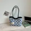 Bolsa Tote Grande de Bolinhas Color Block Shuai Mi para Mulheres, Novo Estilo de Verão Bolsa de Mão Relaxada, Bolsa de Ombro