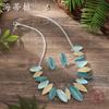 Cross-border Nova Cor Pintura Olive Leaf Brincos Colar terno Criativo Pequeno Fresco Mulheres All-match Colar