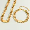 Joyería de Acero de Titanio Dongguan Estilo Hip-Hop Ins Europeo y Americano Cadena Cubana Fresca Pulsera No Descolorante Set de Collares para Mujeres