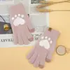 Versión Coreana de Guantes Tejidos Jacquard de Felpa para Pantalla Táctil de Mujer Otoño e Invierno Estudiante Lindos de Dibujos Animados Engrosados
