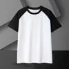 Camiseta de manga corta estilo raglán estilo casual americano para hombre, de verano, con costuras en blanco y negro, color en contraste, cuello redondo, combinable.