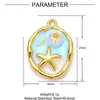Estilo Pintura al Óleo Jardín de Monet Acero de Titanio Accesorios para Pendientes DIY Mujeres Mariposas Flores Joyería de Acero Inoxidable Colgante de Collar
