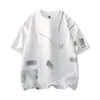 Camiseta de Manga Curta Pintada à Mão Estilo Streetwear Americano Nova de Verão 2026, Gola Redonda, Par Combinando Solta Tendência Marca