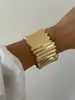 Pulseira Europeia e Americana Transfronteiriça Moda Multifacetada Curva Lisa Dourada Aberta Ajustável Desalinhada Irregular