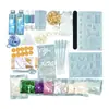 Molde para bolsa de material para traje de bricolaje con pegamento de gota de cristal, equipo de estudiantes, material hecho a mano, caja de almacenamiento de mesa, accesorios