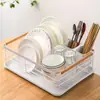 Estante de Almacenamiento para Platos, Estante Escurridor para Fregadero, Estante de Almacenamiento, Almacenamiento en Encimera de Cocina, Caja de Almacenamiento Hueca Simple para Tazones y Palillos