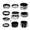 9 Peças de Venda Direta da Fábrica Exagerados Braceletes Masculinos de Couro Sintético, Joias de Pulseira Punk Europeias e Americanas Não Convencionais com Tachas e Rebites