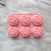 Molde para Pastel Mousse 340 de 6 Rosas Consecutivas Molde Francés para Postre DIY Flor de Horneado Chocolate Cubito de Hielo Molde para Jabón