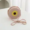 Bolsa Nueva de Paja para Niños de Primavera y Verano Billetera de Girasol con Monedas Tapa abatible Bolso Cruzado Pequeño de Moda para Niña de Viaje y Playa