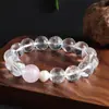 Pulseira de Contas de Cristal Branco 12mm Estilo Igual Zhao Rusi Pulseira de Contas de Transferência Frescas de Alto Padrão de Nicho Presente para Mulheres