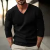 Malha Masculina Europeia e Americana Outono e Inverno Transfronteiriça Gola V Slim Cor Lisa Manga Longa Malha Pulôver Masculino Malha Base