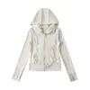 Sudadera con capucha ajustada protectora del sol, top de yoga, chaqueta tipo cárdigan + Pantalones rectos de cintura alta con cordón, conjunto deportivo
