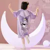 Camisola de Menina Verão Fina de Manga Curta Pijamas Fofos Infantis Verão Menina Desenho Animado Crianças Maiores Princesa Roupas de Casa