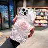 Ondas de Água Sonhadoras Flor Colorida Tridimensional Capa de Vidro de Alta Qualidade para iPhone 15 Capa Protetora Apple 17