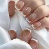 Conjunto de Arte de Unhas de 24 Peças Mais Vendido na Europa e América para Comércio Exterior, Unhas Postiças Quadradas Curtas Francesas Gradiente Frescas da Moda Atacado