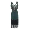 Vestido de Falda con Flecos de Lentejuelas Gatsby Retro de los Años 1920 Europeo y Americano Lujo Accesible Vestido Mini para Fiesta y Baile de Graduación
