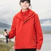 Serie Montaña Explorador Moda Exterior para Pareja Chaqueta Cortavientos 3 en 1 con Capucha para Hombre Chaqueta Cálida de Senderismo Top para Hombre