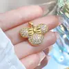 [Oro Real de Cobre] Oso con Lazo Comercio Exterior Transfronterizo DIY Joyería Hecha a Mano Cobre Zirconio Microincrustado Accesorios de Colgante