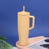 Taza de Acero Inoxidable de Doble Capa con Asa de Gran Capacidad para Coche, Taza Portátil con Popote, Fabricante, Venta al por Mayor, Producto Nuevo, Vaso de Agua, Portátil para Montar en Coche