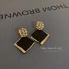 Aretes Cuadrados para Mujer Diseño Nicho Aretes Retro Negros 2025 Nuevos Ins Lujo Accesible Aretes de Alta Gama